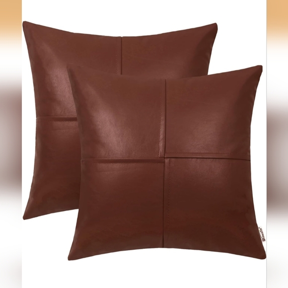 BRAWARM Faux Leather Throw Pillow Covers - Picture 2 of 3